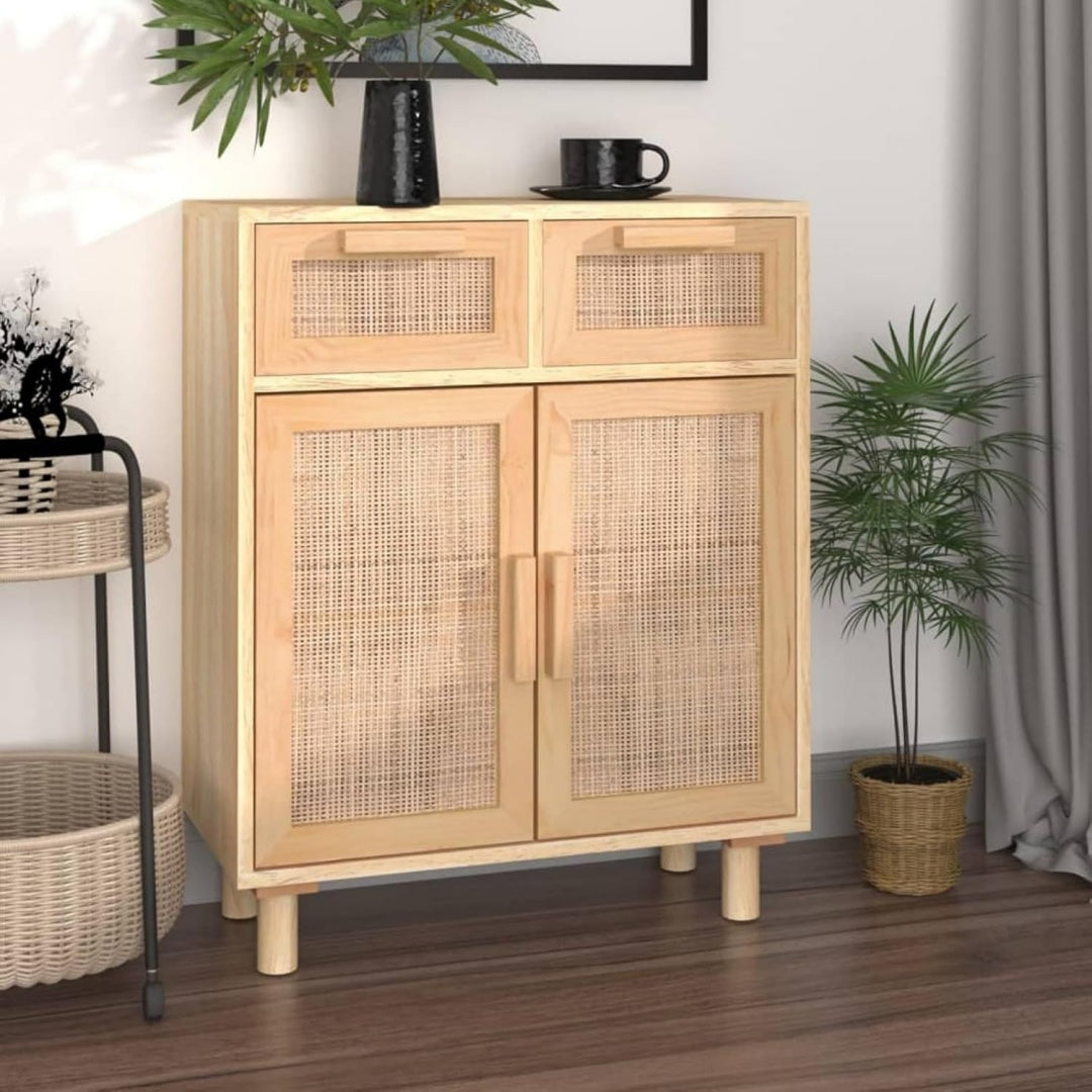 Holzbeine treffen auf Schubladen an dem Sideboard