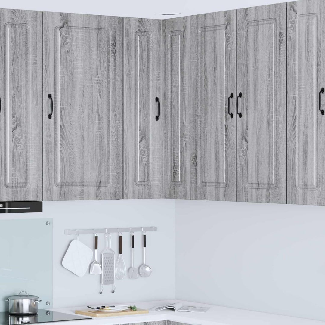 Sideboard mit den Massen 57 x 57 x 100 cm in Eichenbraun und Grau