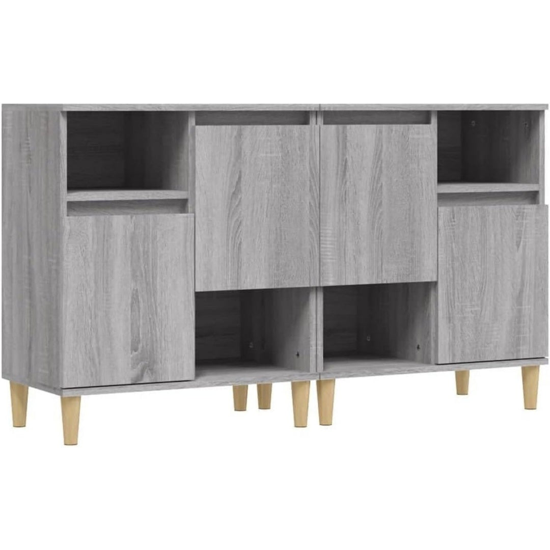 Sideboard mit den Massen 60 x 35 x 70 cm in Eichenbraun und Grau aus Samt
