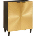 Sideboard in Schwarz und Naturbraun und Gold mit geschlossenem Stauraum