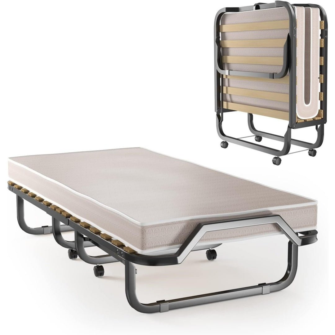 Bettgestell aus Metall in Beige