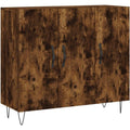 Ein Metallgestell praegt das Sideboard in Dunkelbraun