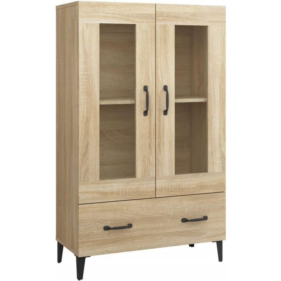 Sideboard aus Samt und Glas in Eichenbraun