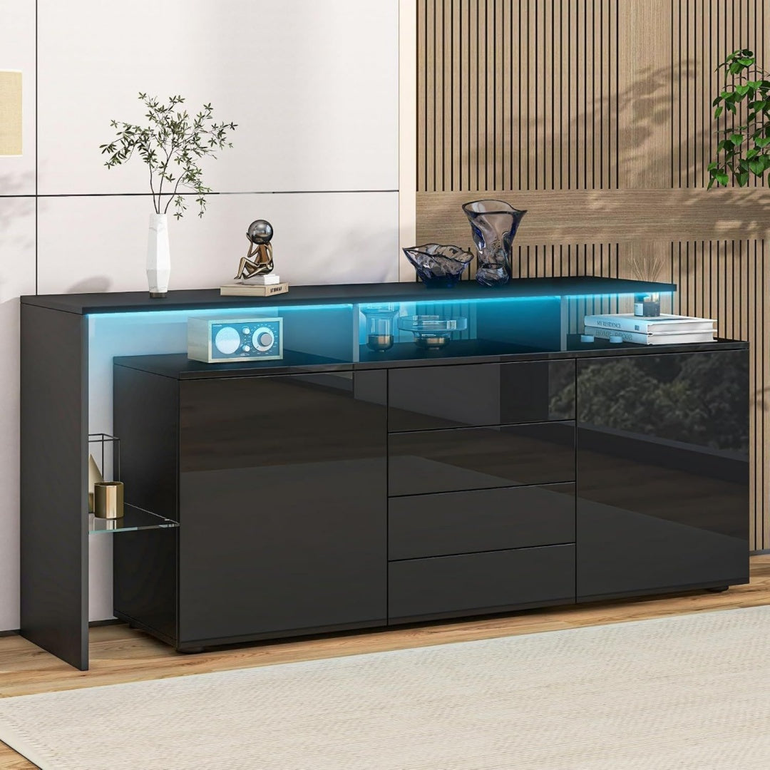 Sideboard verbindet LED Beleuchtung und 4 Schubladen
