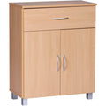 Geschlossener Stauraum an dem Sideboard aus Holzwerkstoff und Kunststoff