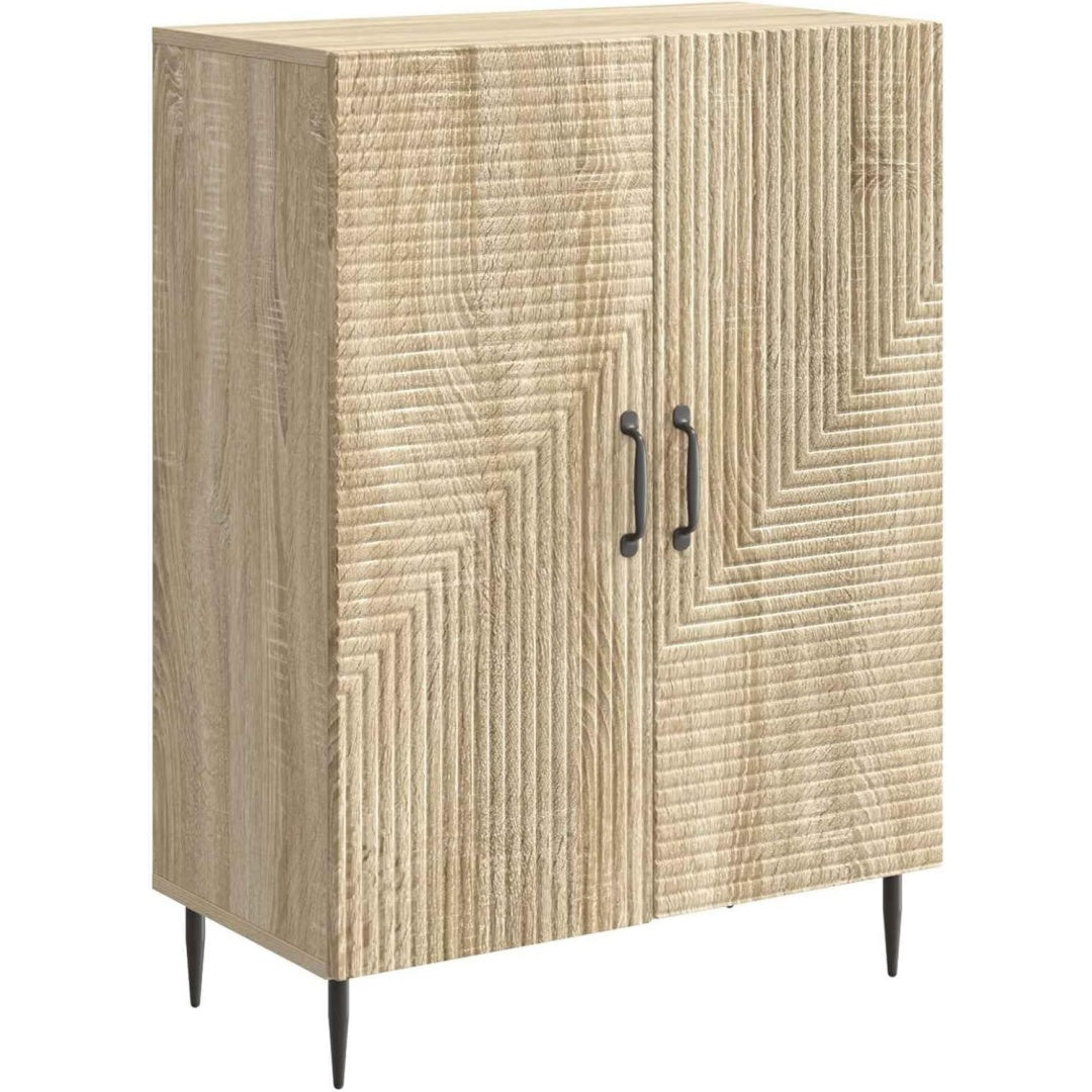 Sideboard verbindet gerundete Konturen und ein Metallgestell