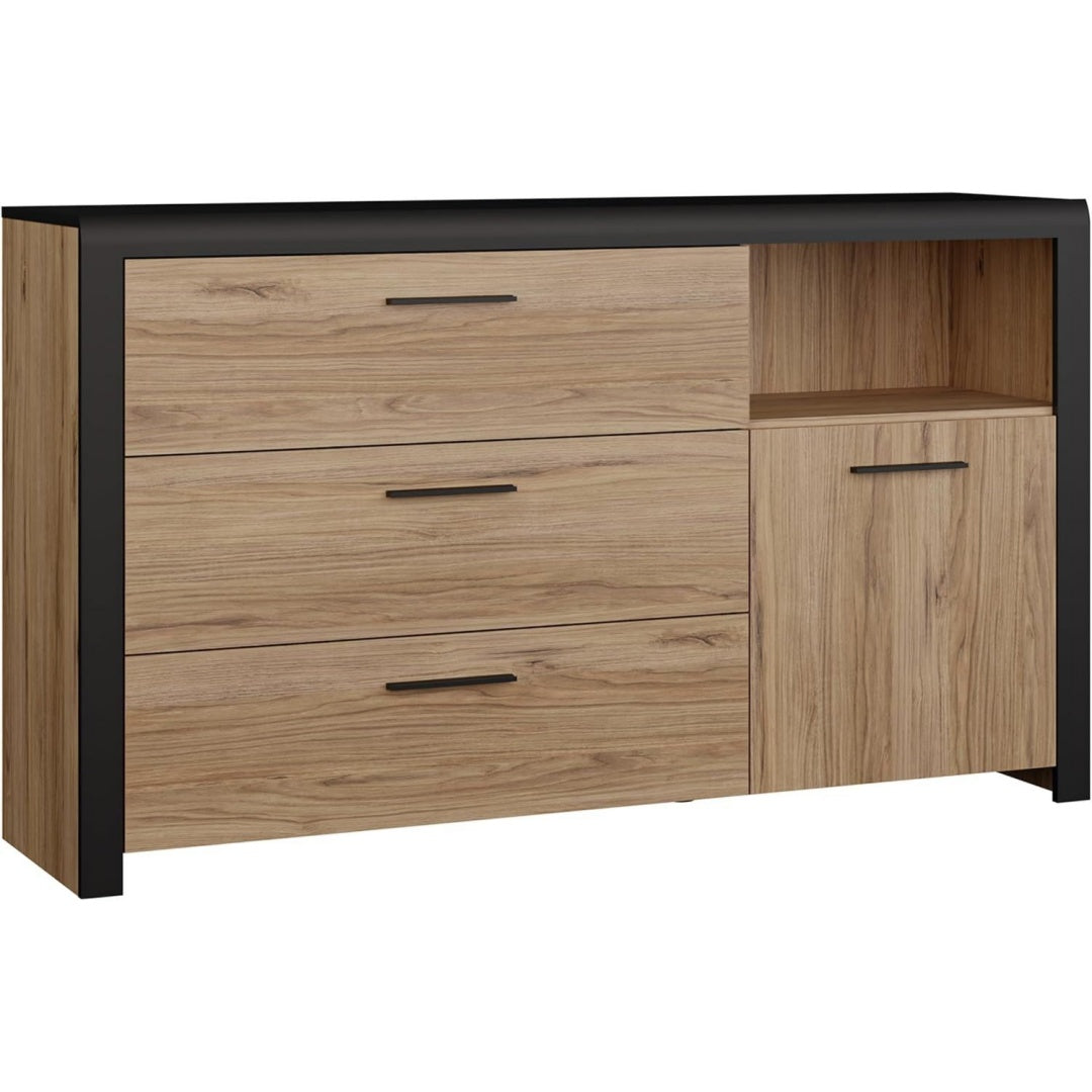 Sideboard verbindet offene Ablagen und eine Tuer