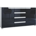Sideboard verbindet glaenzende Oberflaechen und 4 Schubladen